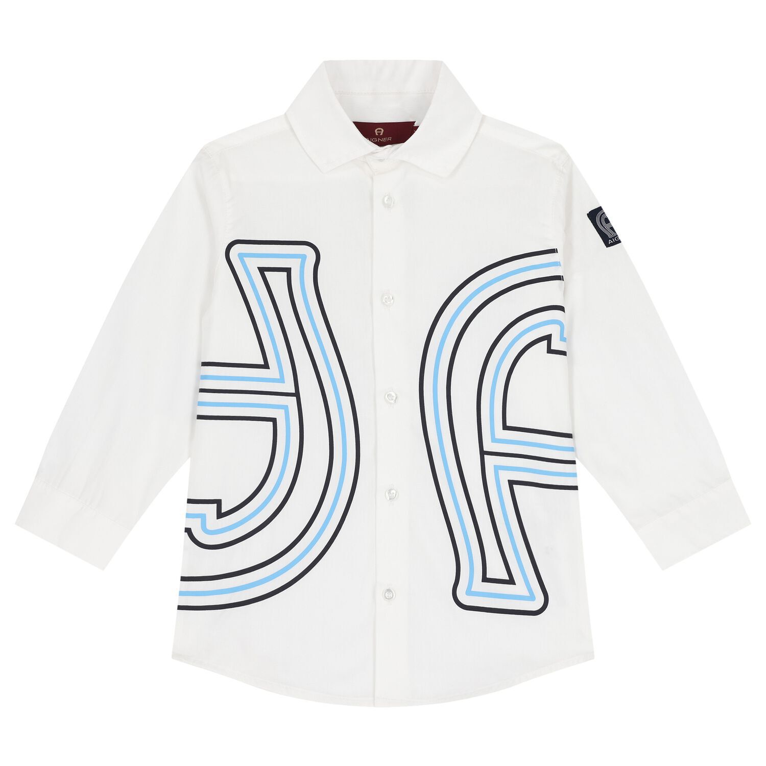 Boys White Logo Shirt, 1, hi-res