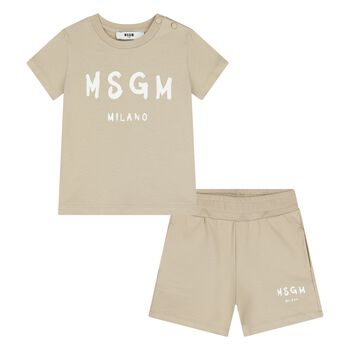 Younger Beige Logo Shorts Set