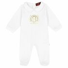 Baby White & Gold Logo Babygrow , 2, hi-res