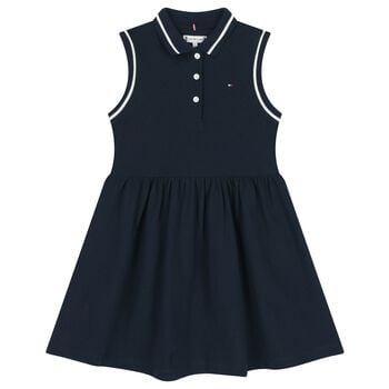 Girls Navy Blue Logo Polo Dress