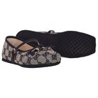 Girls Beige & Navy Blue GG logo Shoes, 1, hi-res