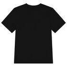 تيشيرت أولاد بالشعار باللون الأسود, 1, hi-res