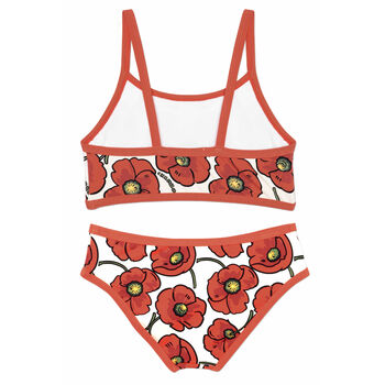 Girls White & Red Logo & Poppy Bikini