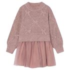Girls Pink Tulle Dress Set, 2, hi-res