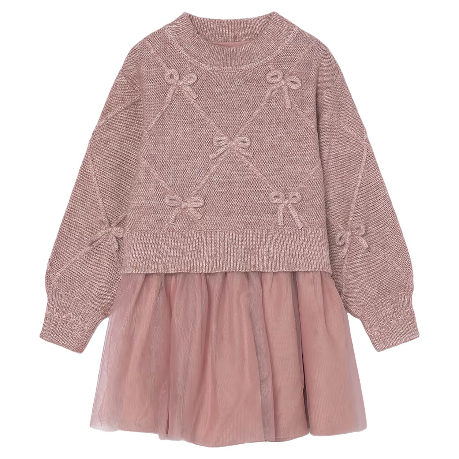 Girls Pink Tulle Dress Set, 2, hi-res