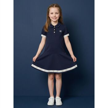 Girls Navy Blue Logo Dress