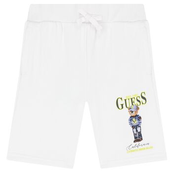 Boys White Teddy Bear Shorts