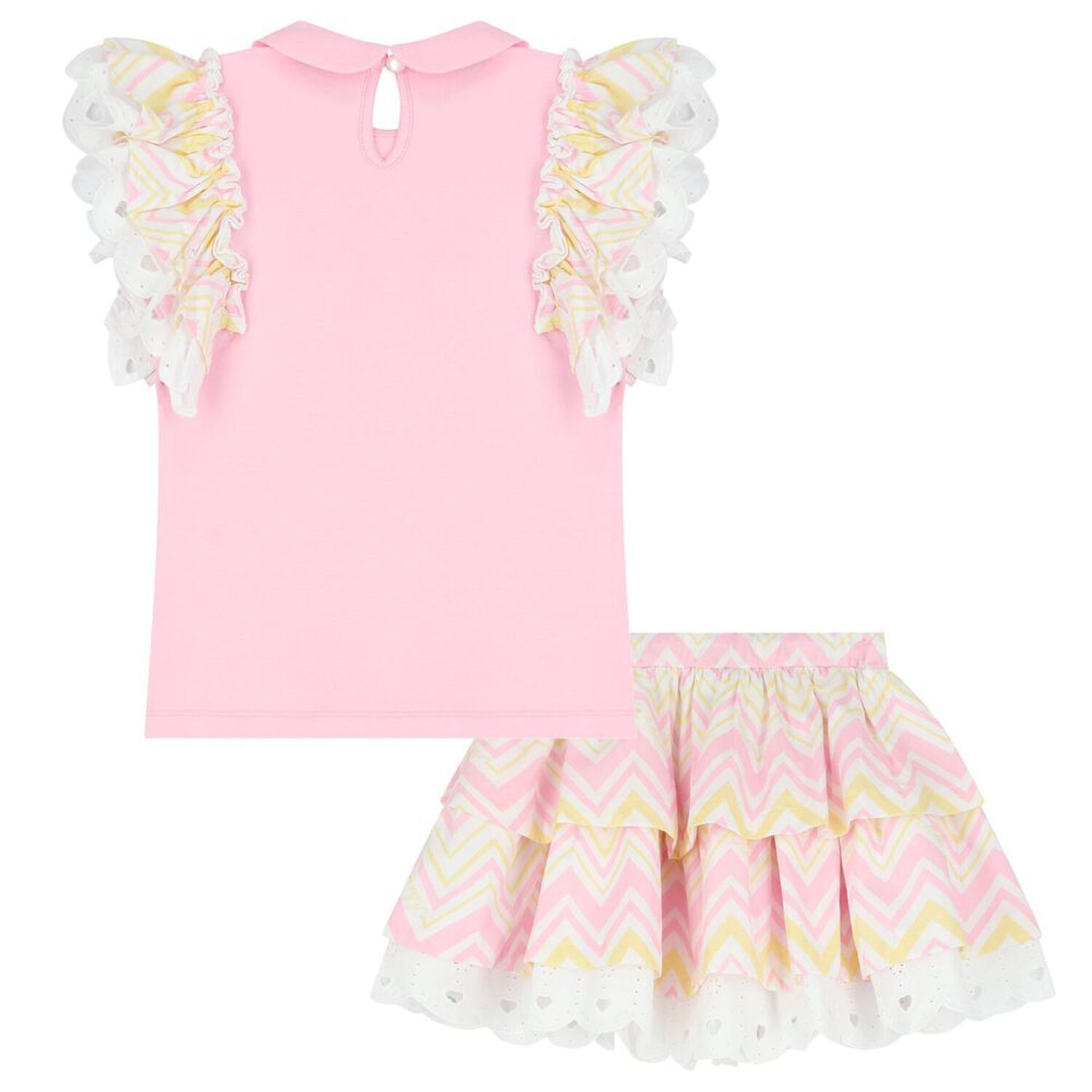Girls Pink & White Heart Skirt Set, 1, hi-res image number null