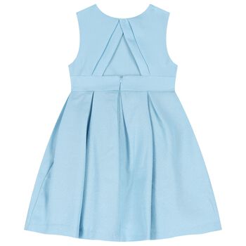 Girls Blue Satin Flower Dress