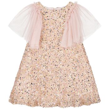 Girls Pink & Gold Sequin Dress