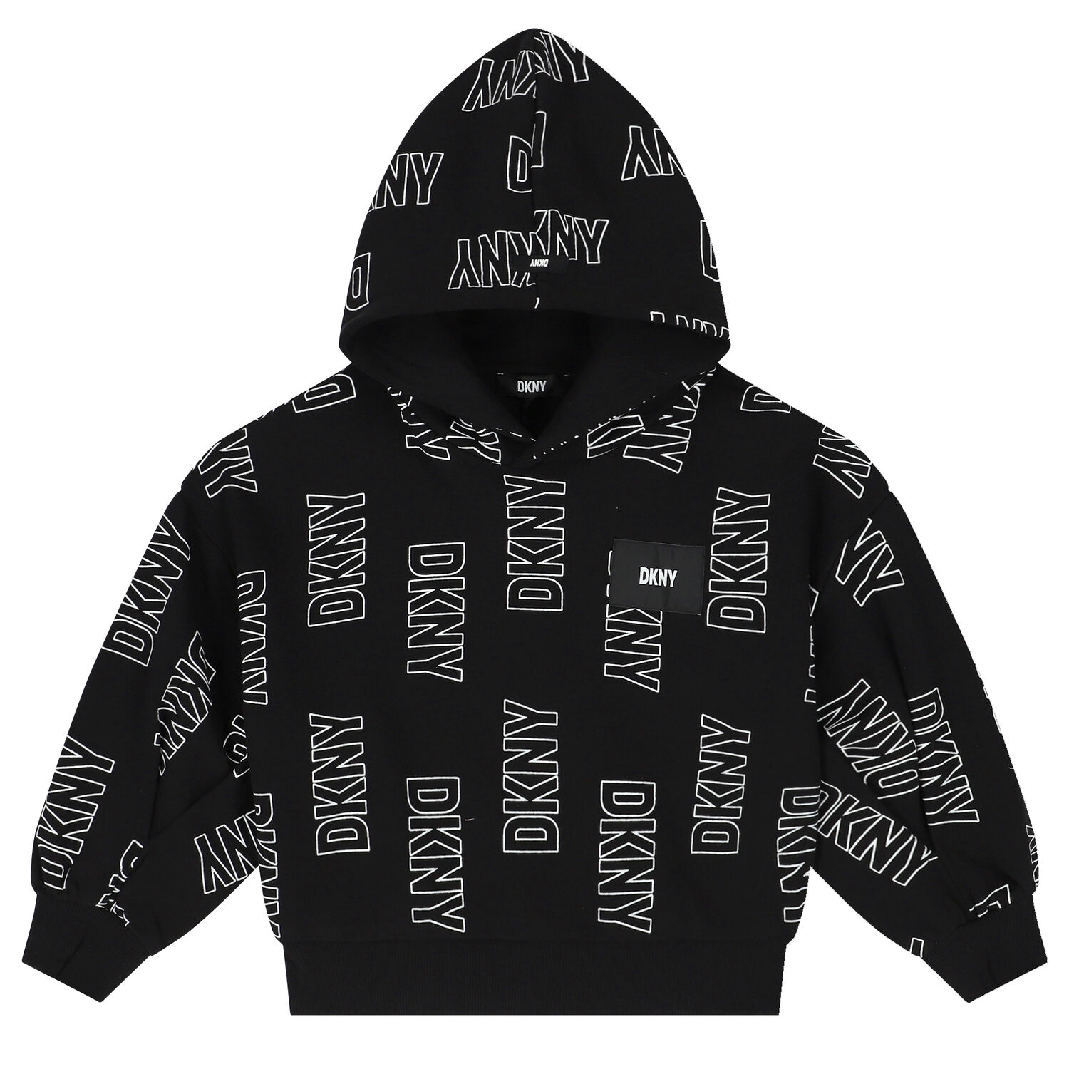 Girls Black Logo Hooded Top, 1, hi-res image number null