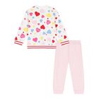 Baby Girls White & Pink Logo Tracksuit, 1, hi-res