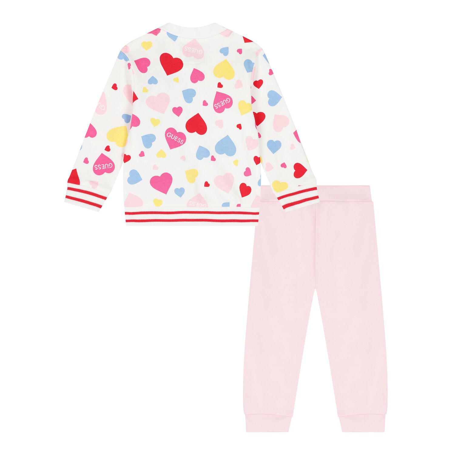 Baby Girls White & Pink Logo Tracksuit, 1, hi-res