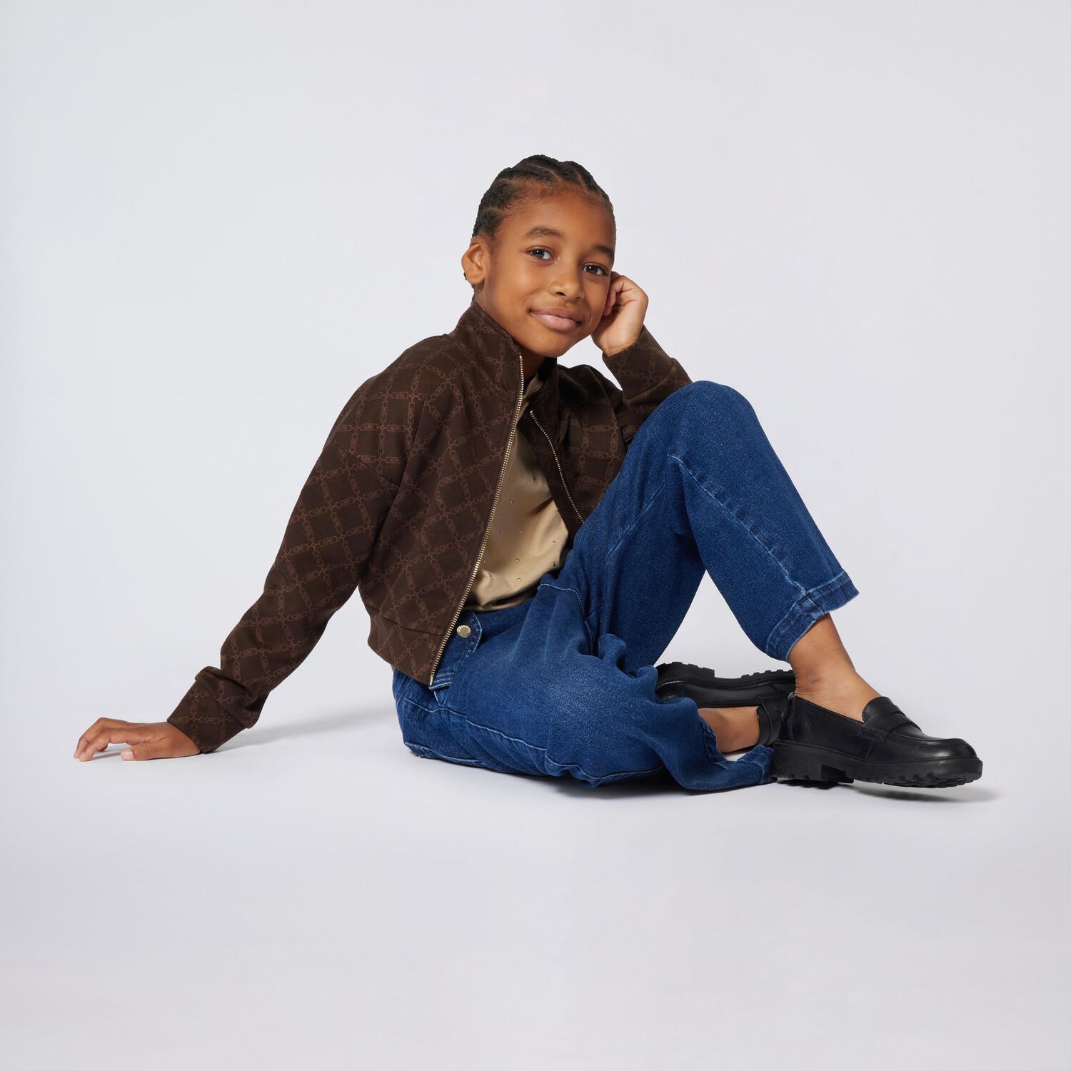 Girls Brown Logo Cardigan, 1, hi-res