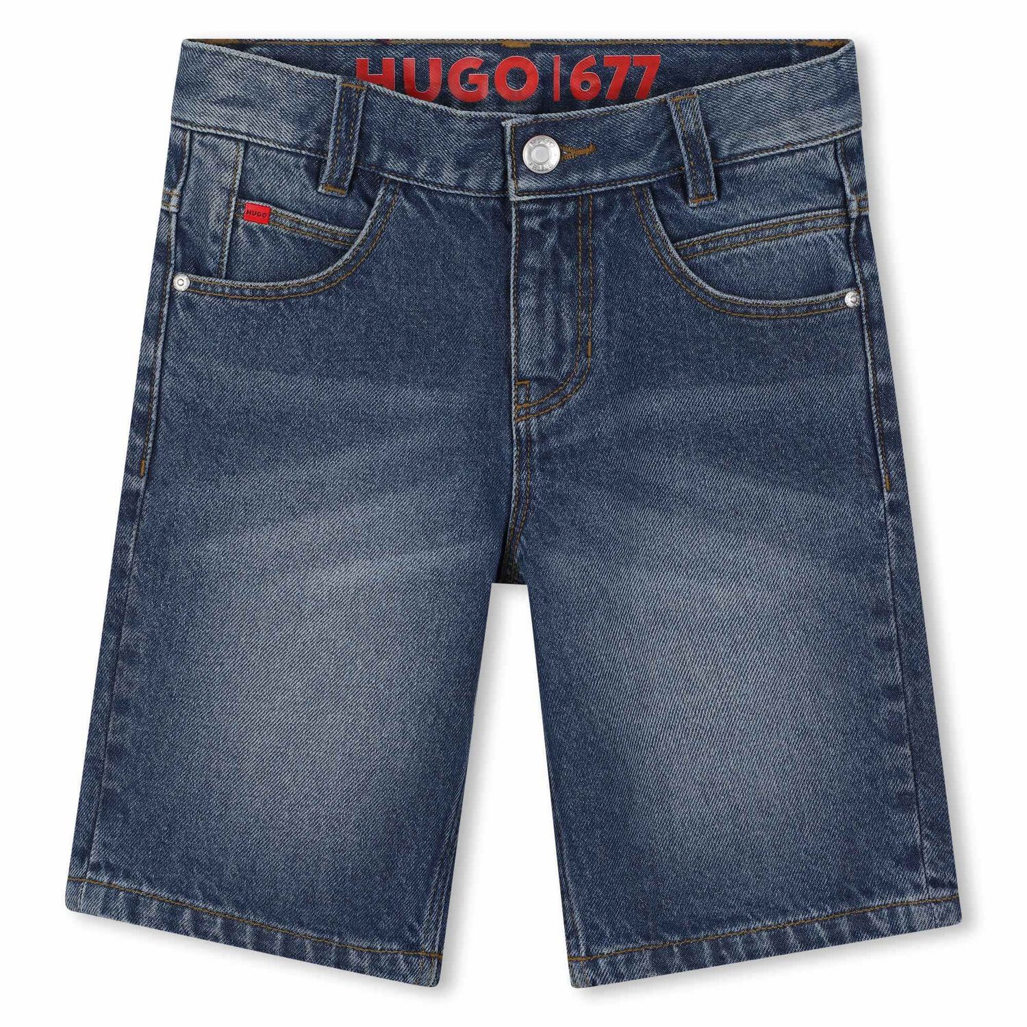 Boys Blue Denim Shorts, 1, hi-res