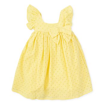 فستان بنات برودري انجليز باللون الأصفر