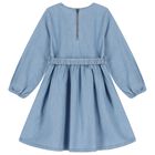 فستان بنات مزين بالزهور باللون الازرق , 1, hi-res