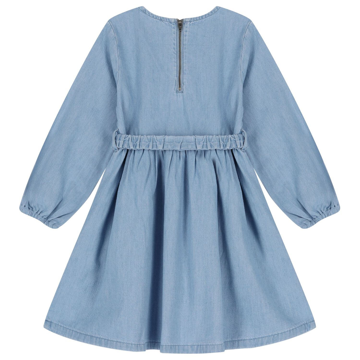 فستان بنات مزين بالزهور باللون الازرق , 1, hi-res