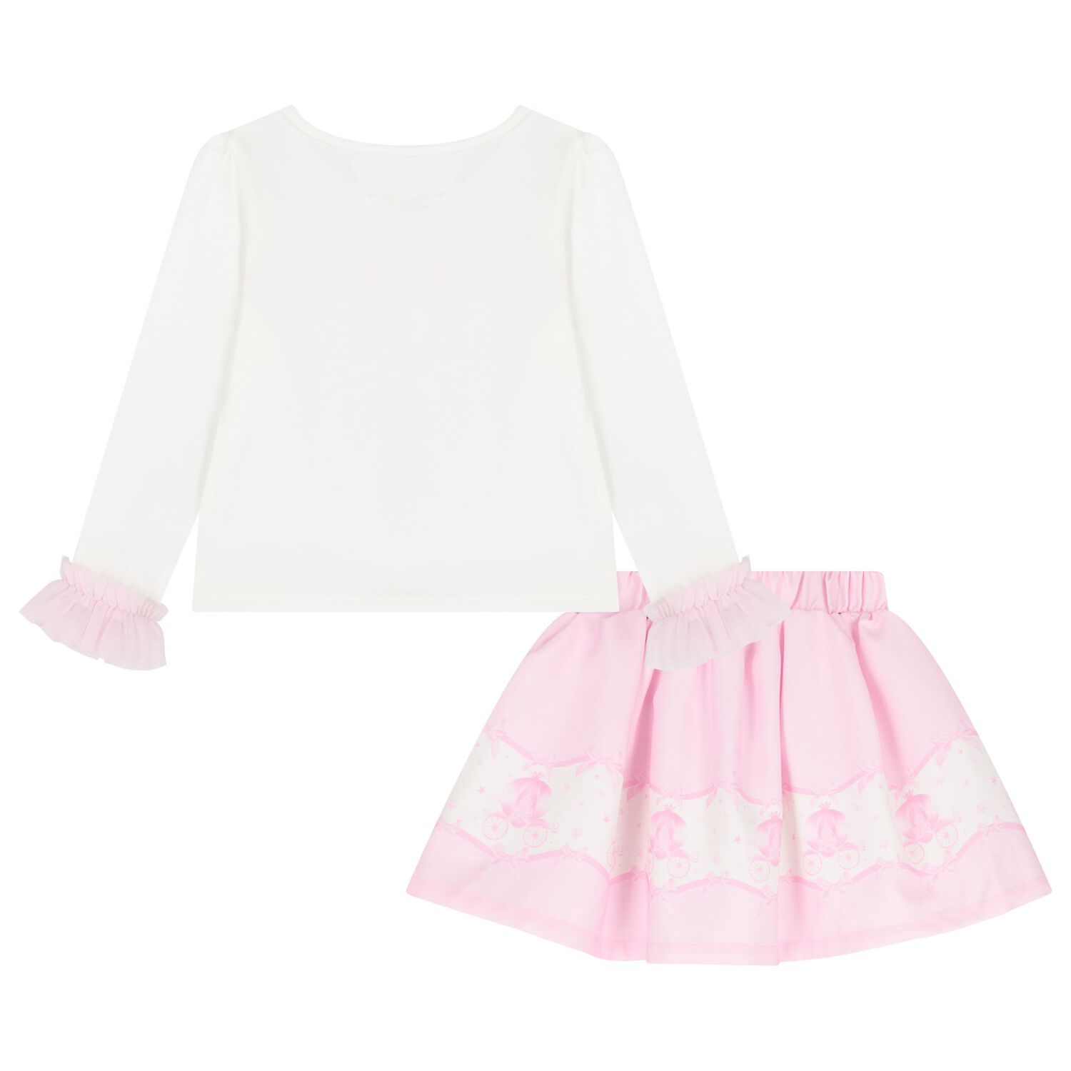 Girls Ivory & Pink Fairy Tale Castle Skirt Set , 1, hi-res