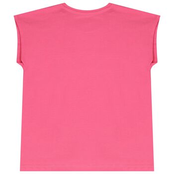 Girls Pink Logo Sequined T-Shirt