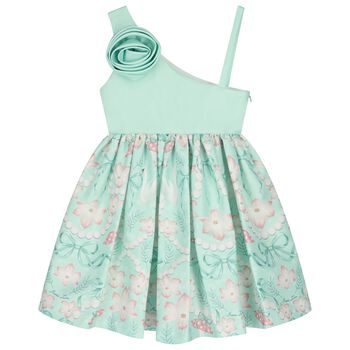 Girls Mint Green Floral Dress