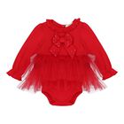 Baby Girls Red Bow Tulle Dress Set , 1, hi-res