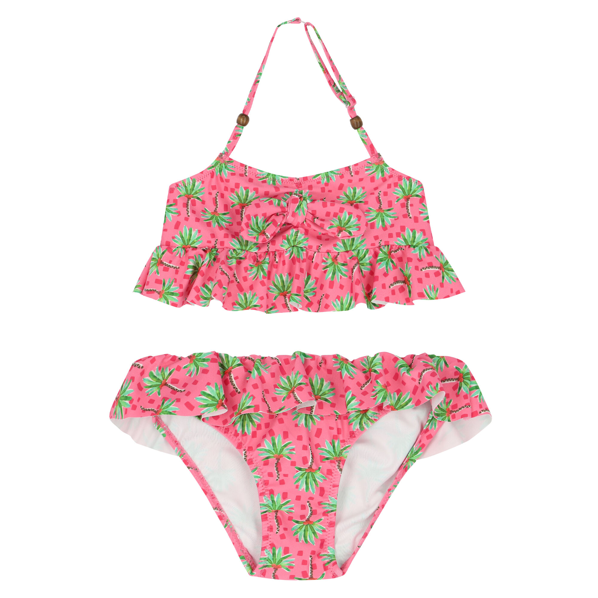 Pink palm tree swimsuit top