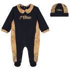 Baby Boys Navy Blue & Beige Geo Map Babygrow Set, 1, hi-res