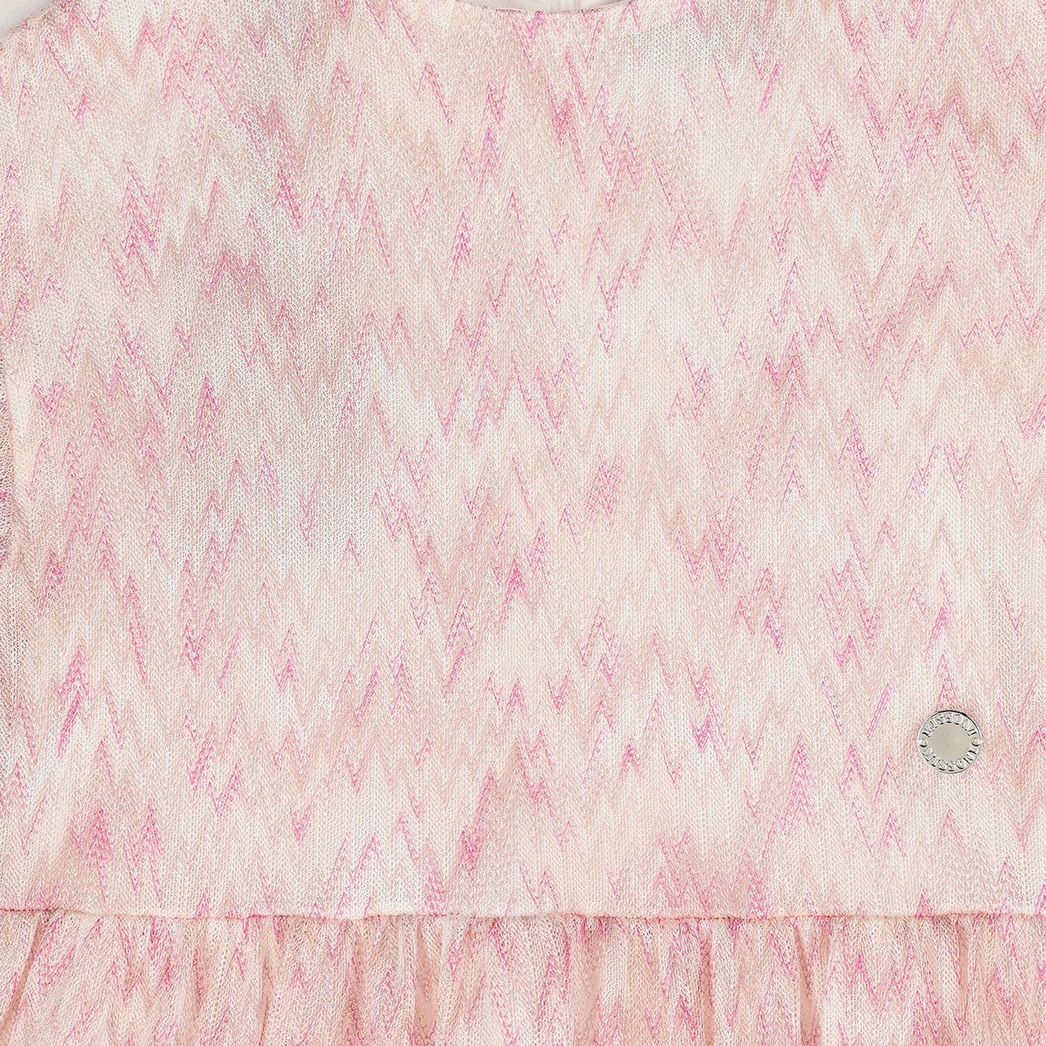 Girls Pink & Ivory Zig Zag Dress, 1, hi-res