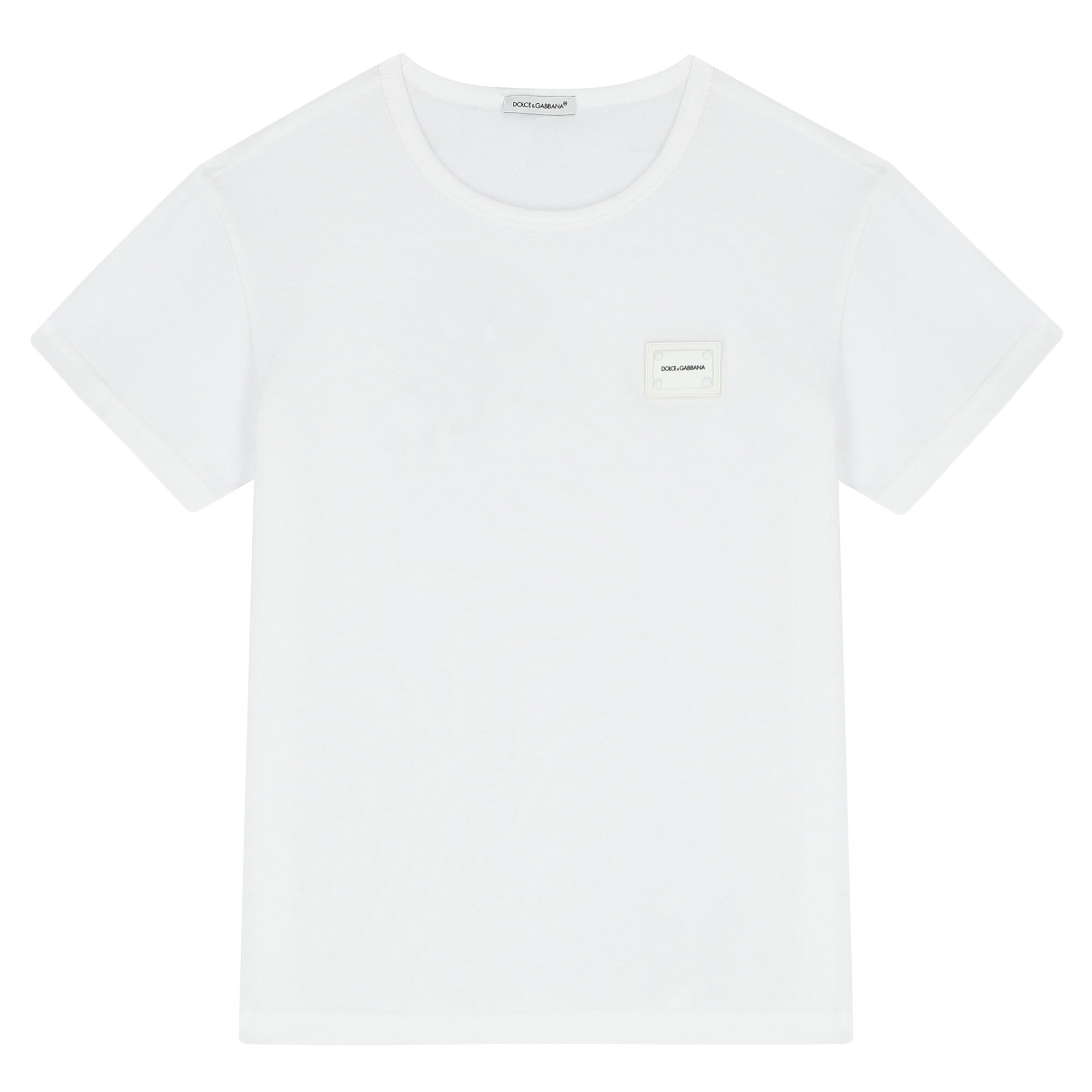 Dolce Gabbana Boys White Logo Plaque T Shirt Junior Couture