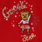 Girls Red Teddy Bear Logo Long Sleeve Top, 1, hi-res