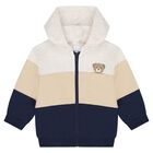 Younger Boys Beige, Grey & Navy Blue 3-Piece Tracksuit, 4, hi-res