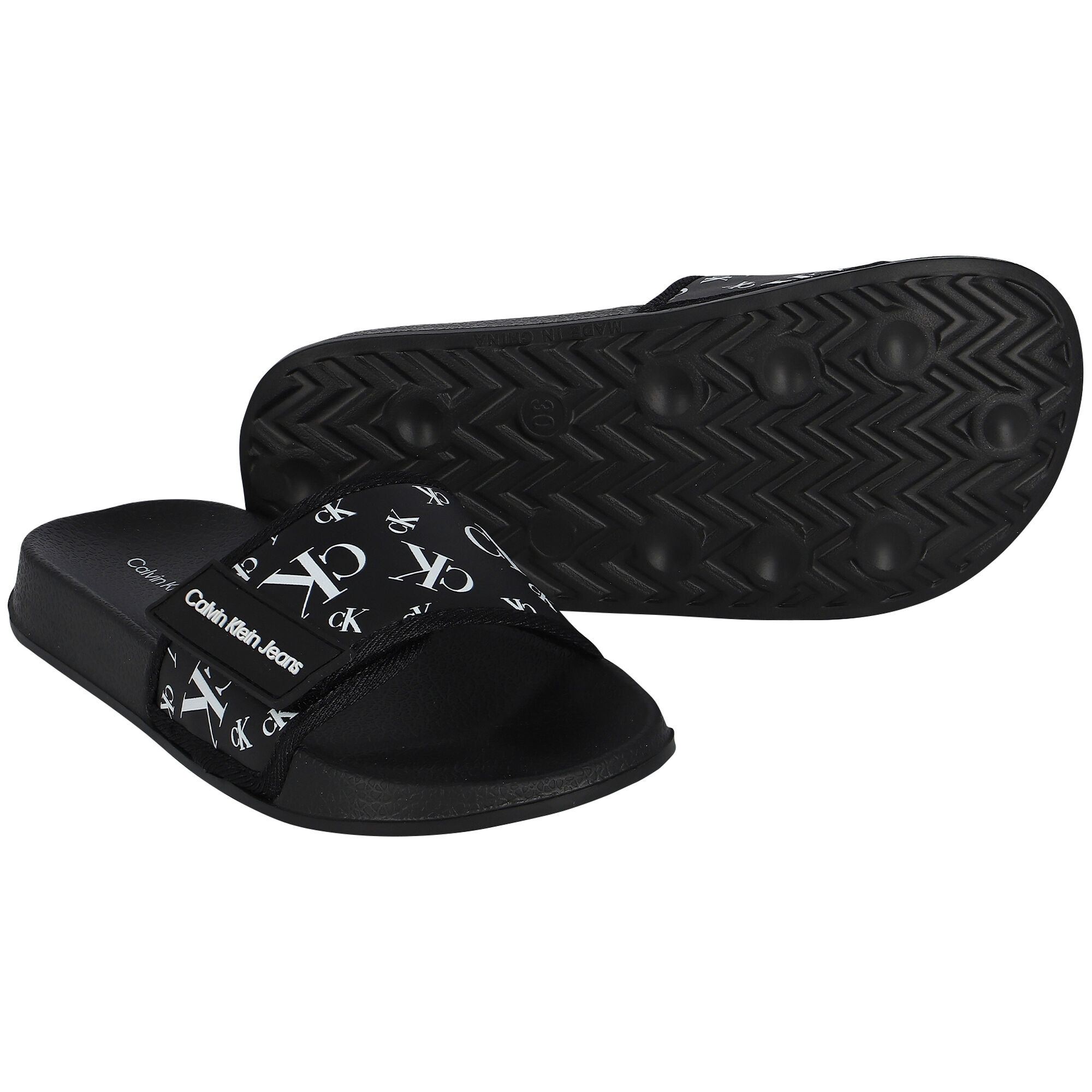 Calvin Klein Black Logo Sliders Junior Couture