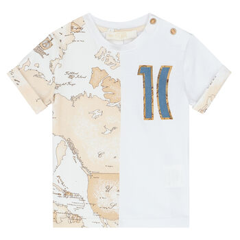 Younger Boys White & Beige T-Shirt