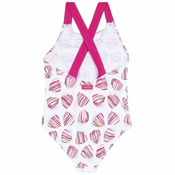 Girls White & Pink Swimsuit
