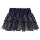 Younger Girls Navy Blue Bow Tulle Skirt, 3, hi-res