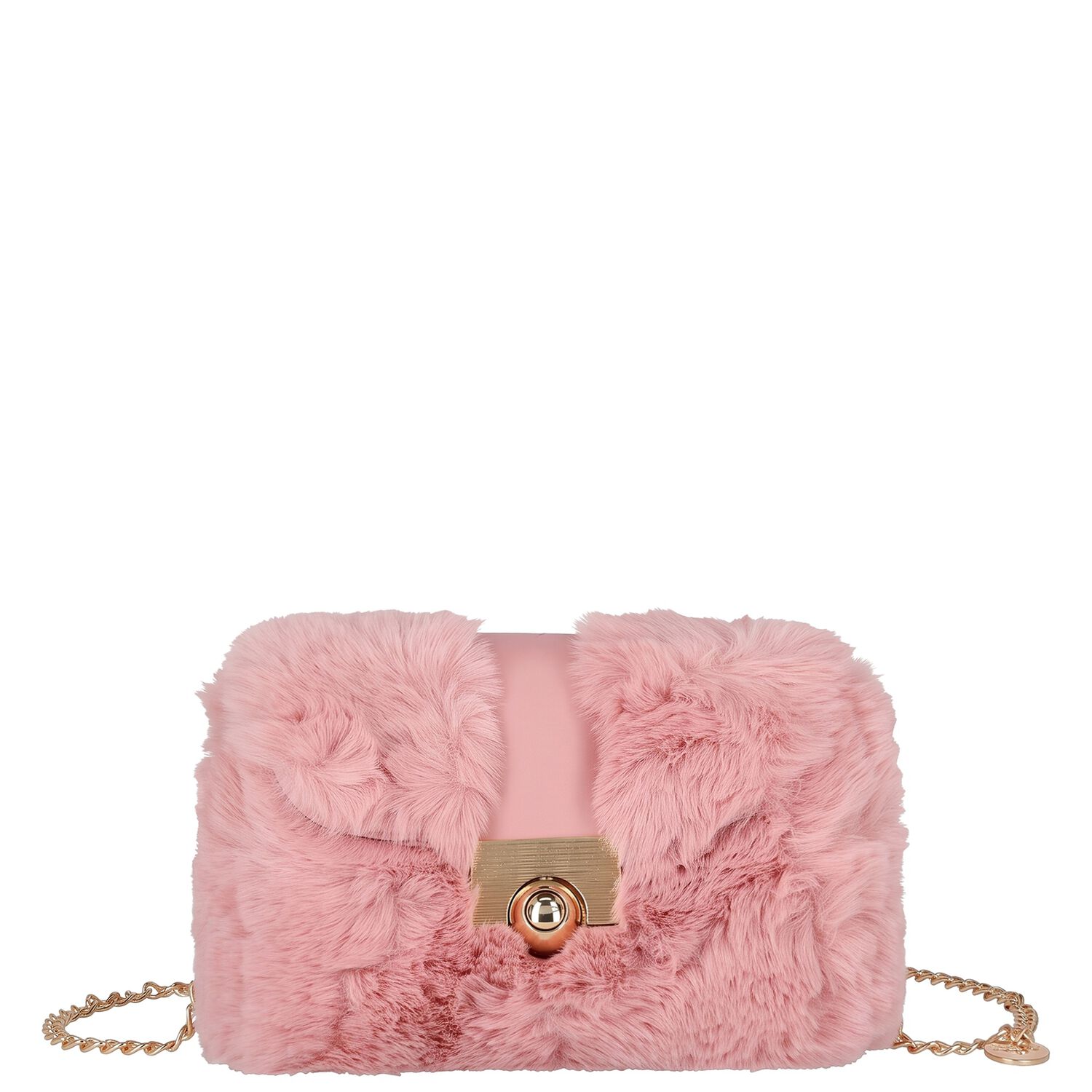 Girls Pink Faux Fur Handbag ( 21cm ), 2, hi-res