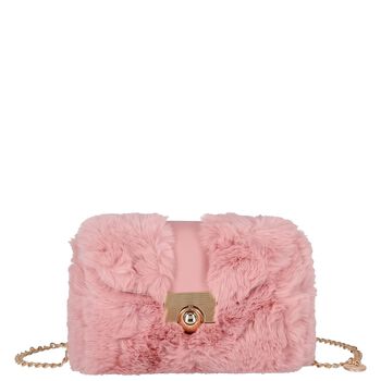Girls Pink Faux Fur Handbag ( 21cm )