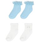 Girls White & Blue Socks ( 2-Pack ), 1, hi-res