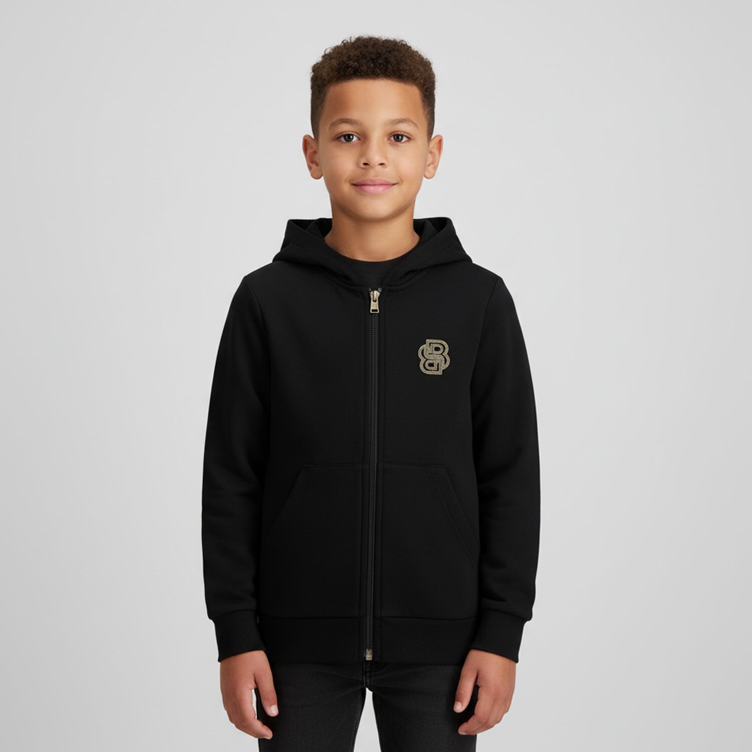 Boys Black Dragon Logo Hooded Top, 1, hi-res image number null
