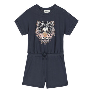 Girls Grey Tiger Playsuit