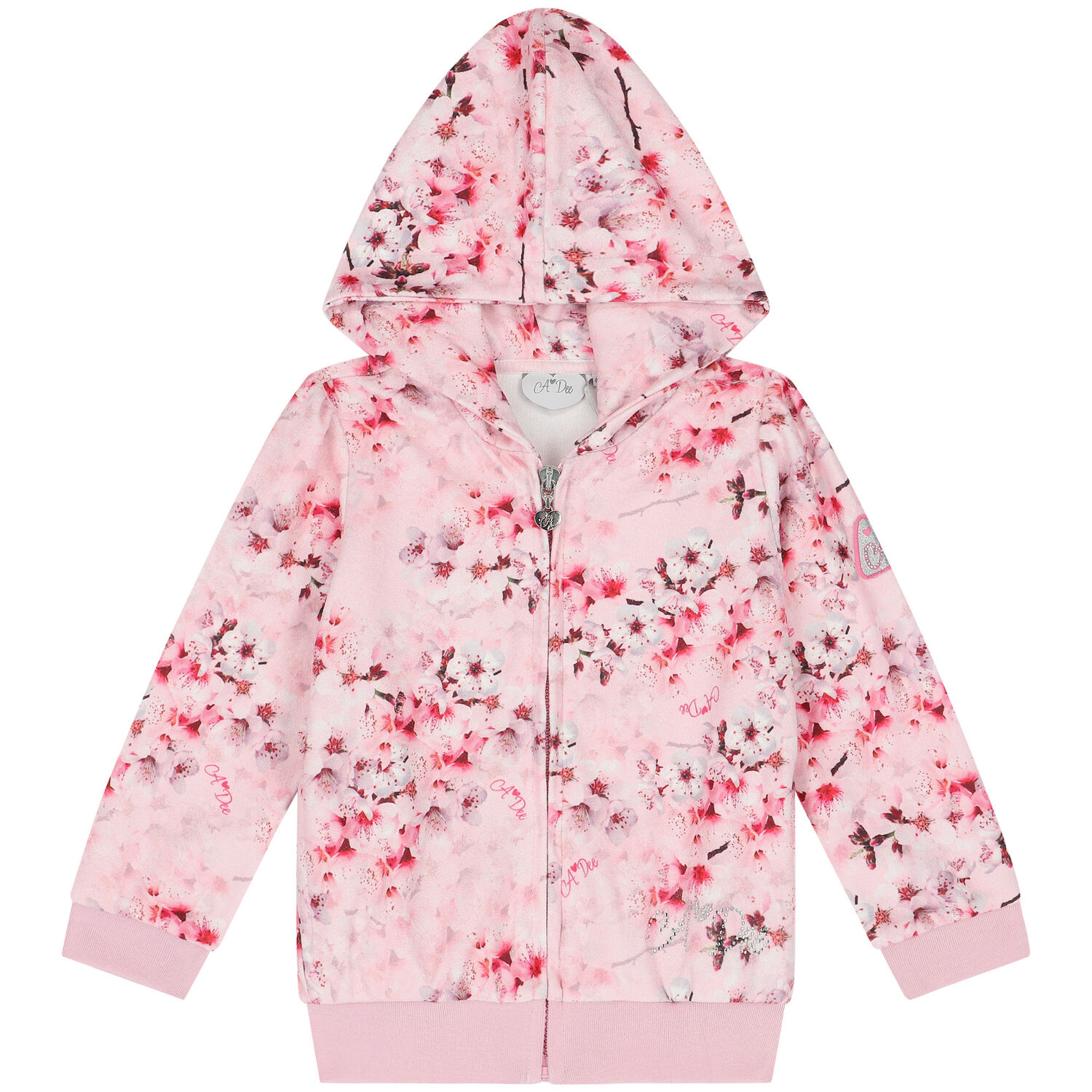 Girls Pink Floral Tracksuit, 1, hi-res