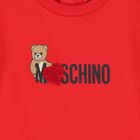 Younger Girls Red Teddy Bear Logo Dress, 1, hi-res