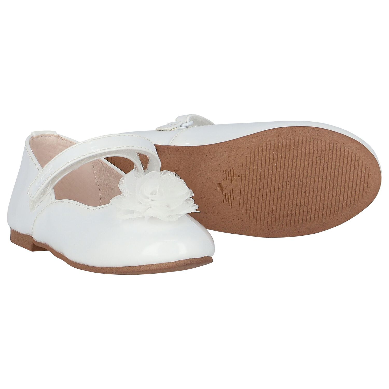 Girls White Flower Shoes, 1, hi-res image number null