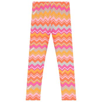 Girls Pink & Orange Zig Zag Leggings