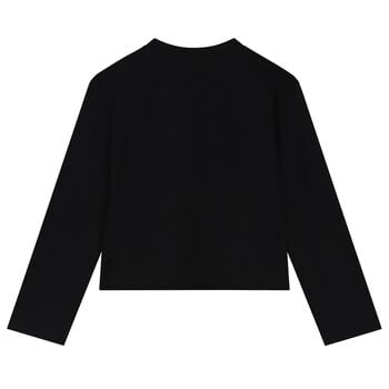 توب بنات بأكمام بالشعار باللون الأسود