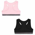 Girls Black & Pink Bra Tops (2 Pack), 2, hi-res