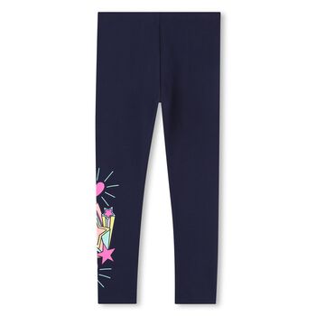 Girls Navy Blue Stars & Hearts Leggings