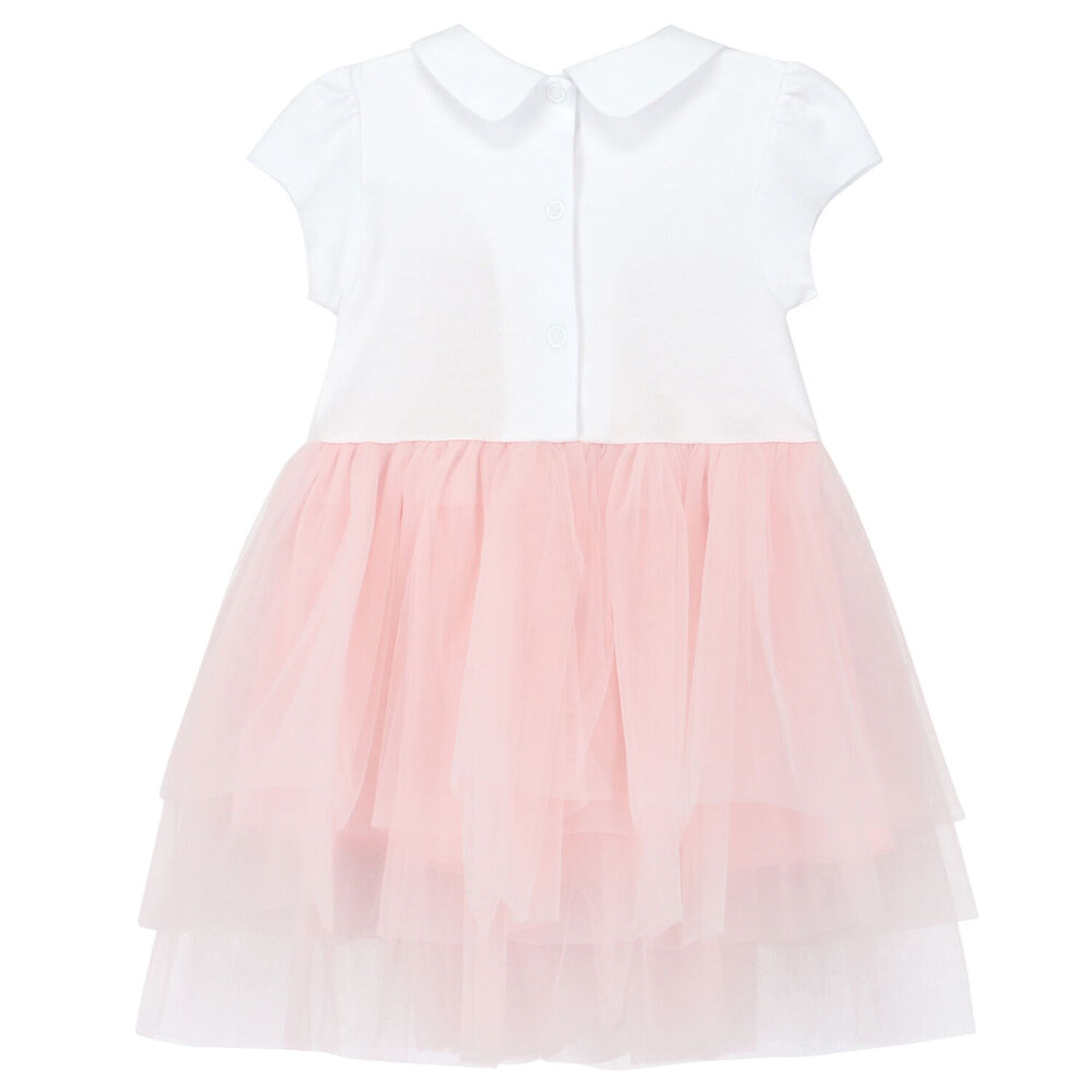Baby Girls White & Pink Floral Dress, 1, hi-res