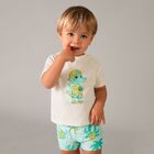 Younger Boys White & Green Crocodile Swim Shorts Set, 1, hi-res